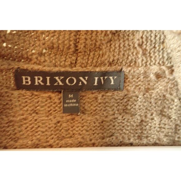 Brixton Ivy Brown Long Cardigan Sweater Textured Knit M Open Front - Picture 7 of 9